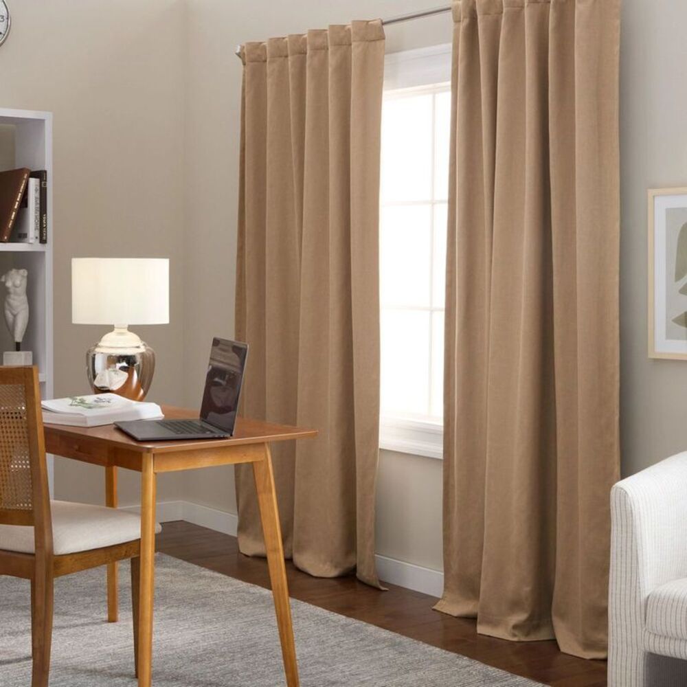 Town & Country Arlo Solid Linen 100% Blackout Curtains 2pk - Taupe 50x96